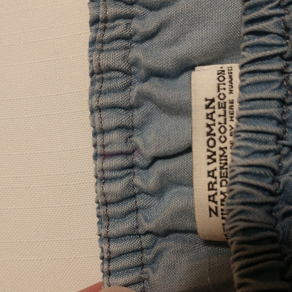 Zara Woman Premium Denim Chambray Off the Shoulder Mini Dress Size Small - Picture 8 of 9